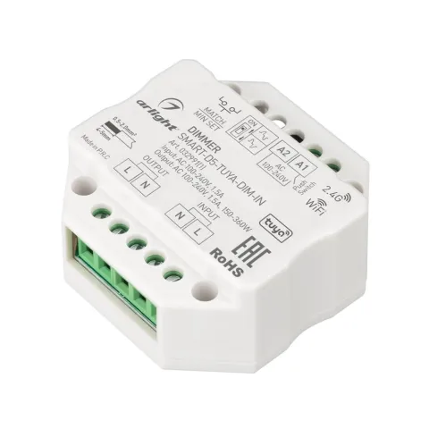 Диммер Arlight SMART-D5-TUYA-DIM-IN (230V, 1.5A, TRIAC, WiFi, 2.4G)