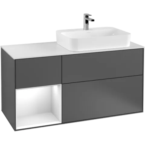 Тумба под раковину Villeroy & Boch Finion, с подсветкой, 3 выдвижных ящика, 1200 x 603 x 501 мм, Glossy White Lacquer