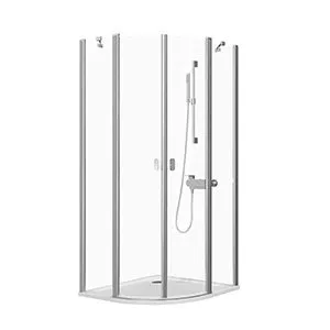Душевой уголок четверть круга RAVAK Chrome CSKK4 90x90 белый профиль, прозрачное стекло
