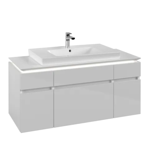 Тумба под раковину Villeroy & Boch Legato, с подсветкой, 5 выдвижных ящиков, 1200 x 550 x 500 мм, Glossy White