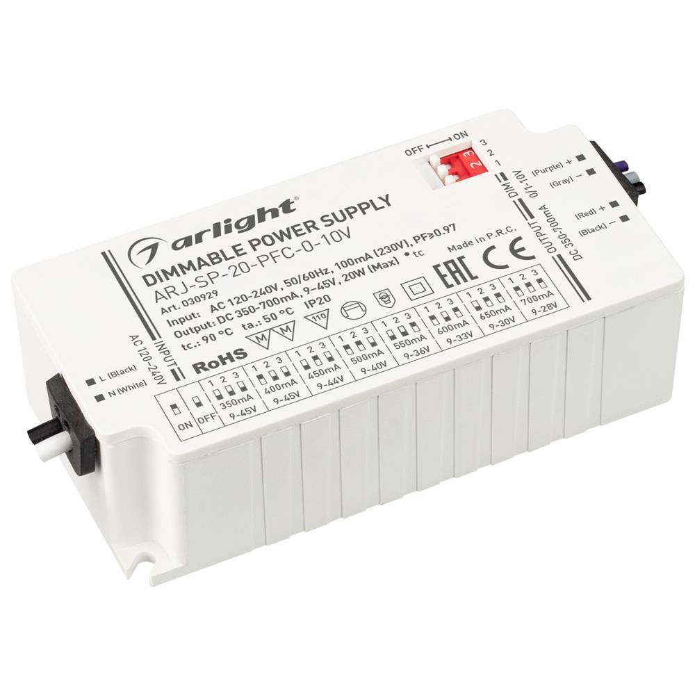 Блок питания Arlight ARJ-SP-20-PFC-0-10V (20W, 350-700mA)