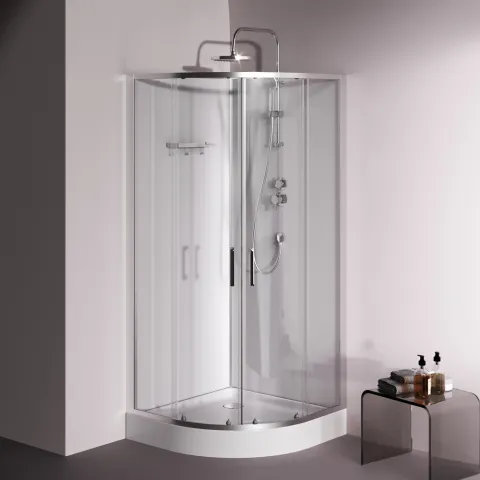 Душевая кабина 90x90 см, без гидромассажа AM.PM Above W9XC-401-9090MT, хром, прозрачное стекло