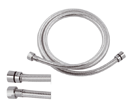 Шланг для душа из прозрачного PVC/EPDM конусная гайка 150см Remer 332CNTR150, хром