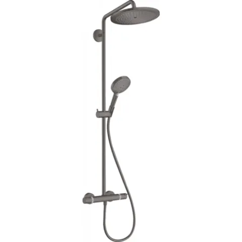 Душевая система 9 л/мин с термостатом и ручным душем Hansgrohe Showerpipe 280 1jet EcoSmart Raindance Select S 120 3jet, шлифованный чёрный хром