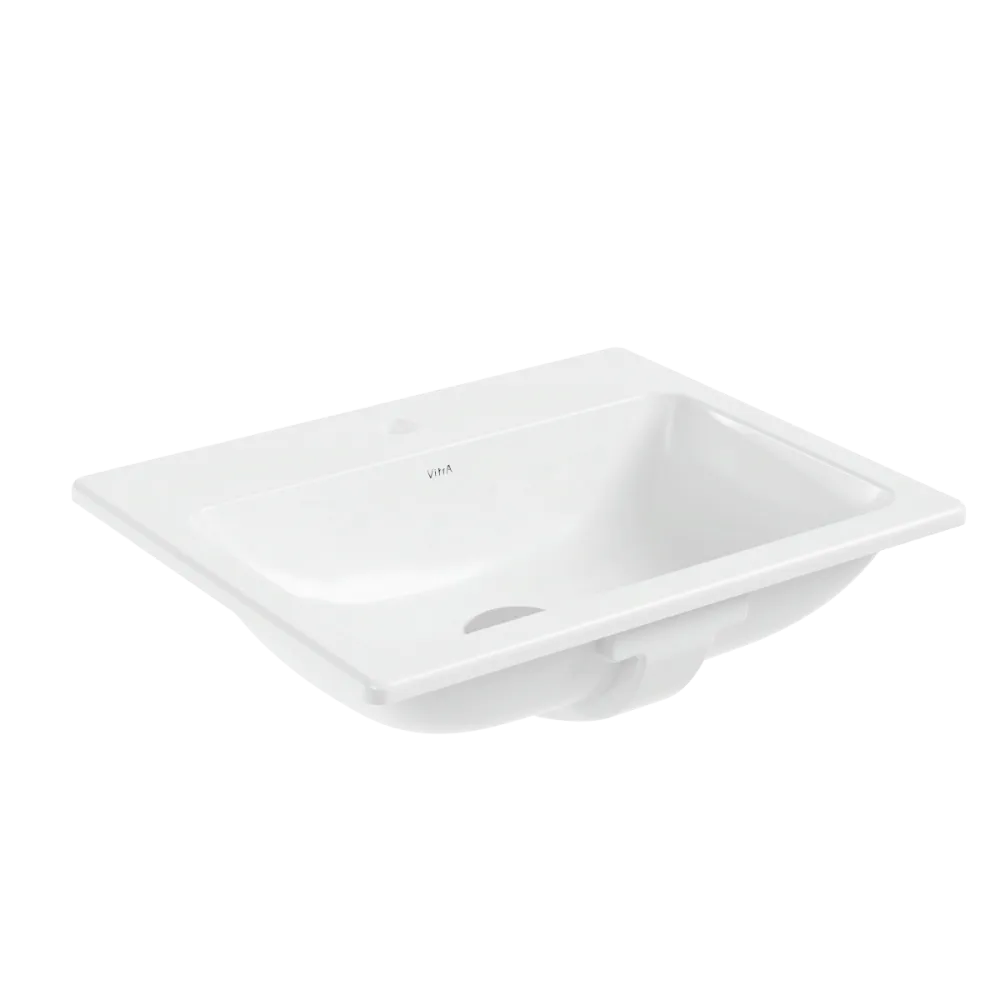 Встраиваемая сверху раковина VitrA S20, 55 x 45 см, прямоугольная, белая, антибактериальное покрытие Hygiene, белый