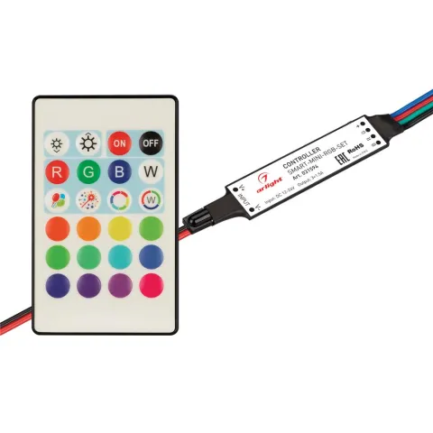 Контроллер Arlight SMART-MINI-RGB-SET (12-24V, 3x1.5A, ПДУ 24кн, IR)