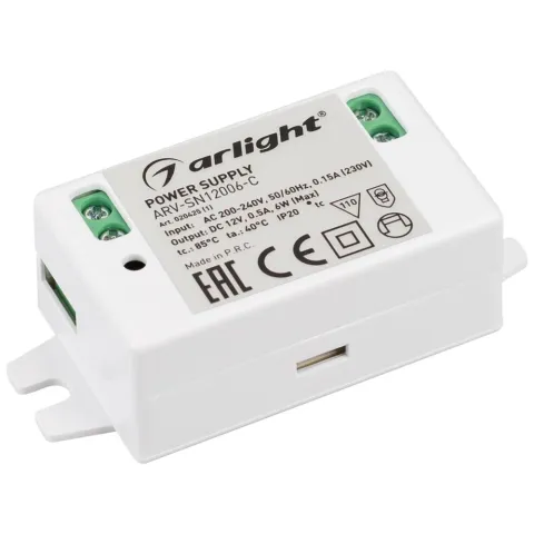 Блок питания Arlight ARV-SN12006-C (12V, 0.5A, 6W)