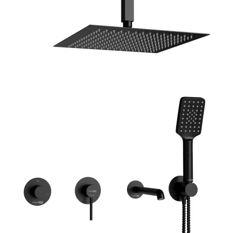 Встраиваемый комплект для ванны с верхней душев WasserKRAFT Muritz 9851.98DVR3.152.162.444.240.130.443MB, чёрный матовый