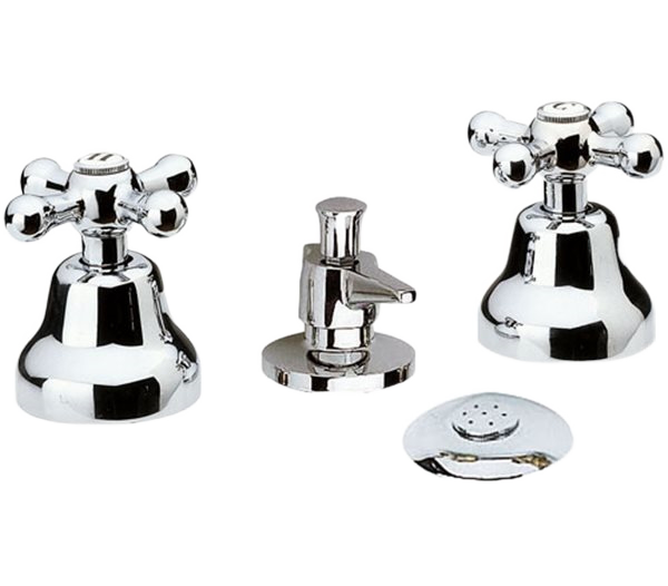 Смеситель для биде (на три отверстия, с форсункой и донным клапаном) Remer 22LICE, хром